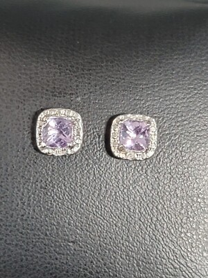 DBJ 925 Amethyst Halo Ohrstecker facettiert signiert durchbohrt 1,71 Gramm