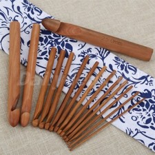 15pcs/set Wooden Bamboo Large Crochet Needles Hooks Knitting Tools for Sweater