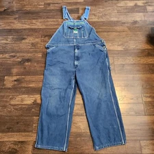 LIBERTY Mens 46x26 actual  Grunge Cargo Blue Jean Denim Bib Overalls READ