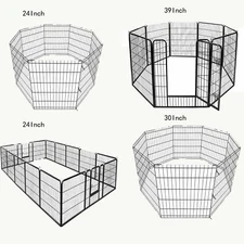 8-16panel 24"30"39" Metal Dog Cat Exercise Fence Playpen Kennel For Pet  