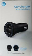 AT T Dual Port USB Car Charger 4.8A w' LED Indicator Universal -BRAND NEW IN BOX