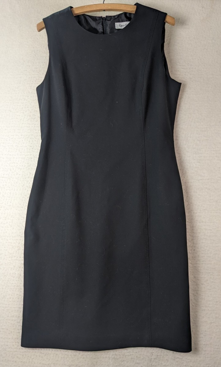 Calvin Klein Dress Womens 10 Black Sheath Sleeveless LBD Funeral Classic  Fitted | eBay