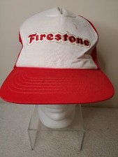 Vintage Firestone Trucker Snapback Hat One Size Fits All White & Red