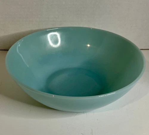 Vintage DELPHITE FIRE KING Vegetable Serving Bowl ~ 8 inch ~ Blue Turquoise 