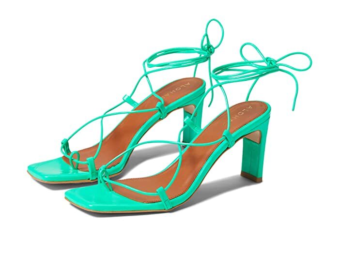 Alohas NEON GREEN Women's Bellini Heeled Ankle Tie Sandal US