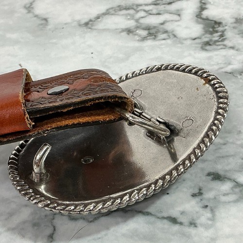 Vintage Argent Aigle Ceinture Boucle Avec 42 " Travaillé Cuir Ceinture - Photo 11 sur 12