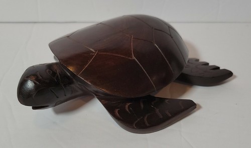 VTG Handcarved Sea Turtle Glossy 6.5" Beach house Wooden - Picture 2 of 11