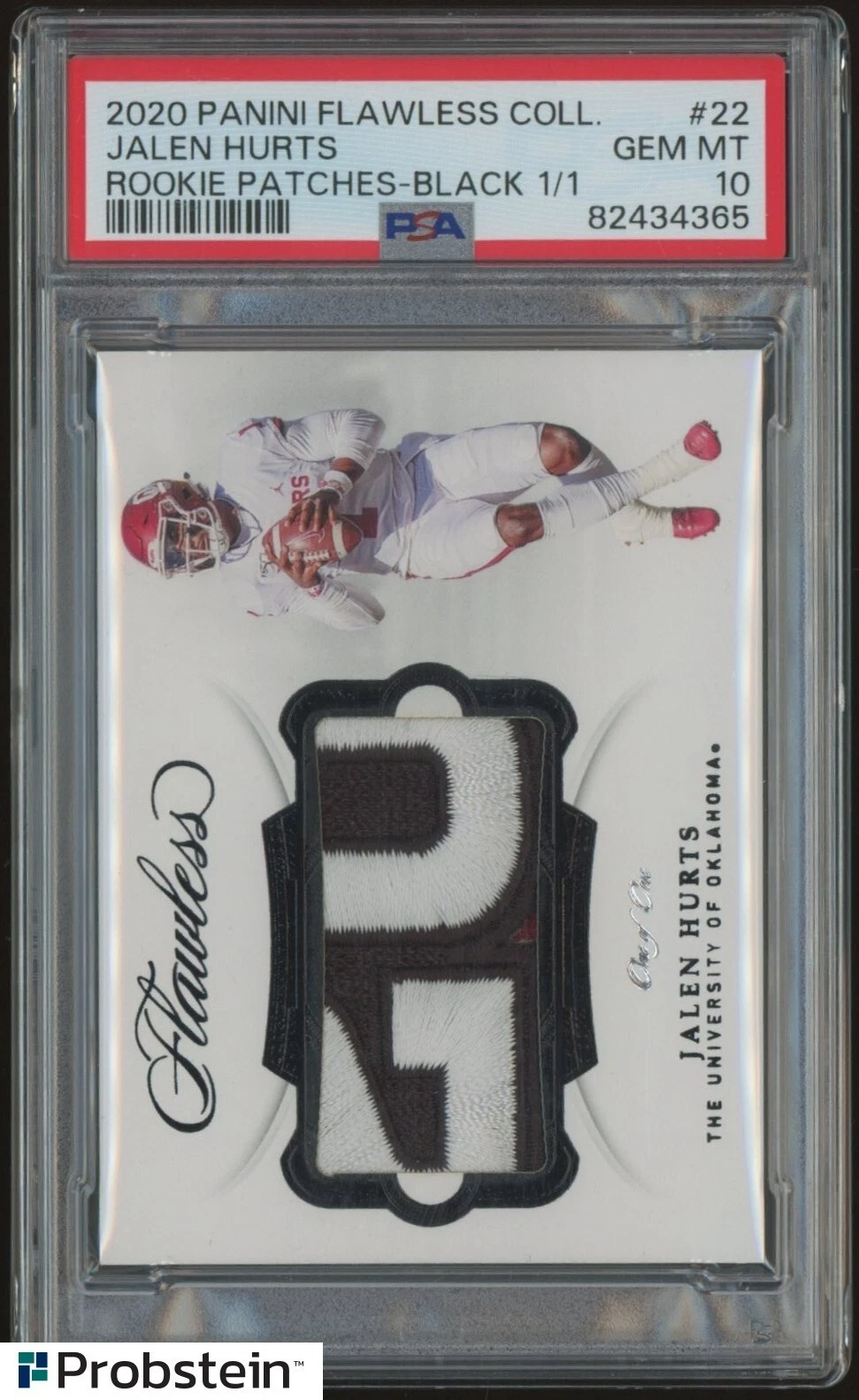 Jalen Hurts Panini Flawless Collegiate Rookie Patches #22 Black 1/1