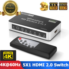 HDMI 2.0 Switch 5 Port in 1 out HDR HDMI Switcher 4K 60Hz for PS5 PS4 Apple TV