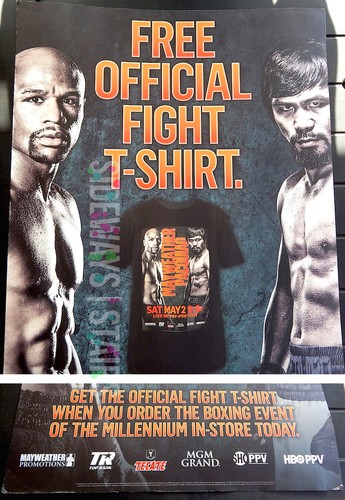 MAYWEATHER VS PACQUIAO PROMO T-SHIRT & POSTER XL 24X36 boxing memorabilia RARE - 第 4/7 張圖片