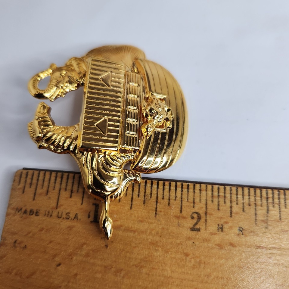 VINTAGE Noah's Ark Premier Design Gold Tone Brooch Fashion Jewelry Pin
