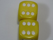 NEW Dice Set of 2 D6 22mm - Opaque Yellow w/ white pips