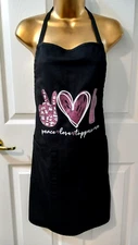 Black Apron Adult Logo Pink Peace Love Tupperware 2 Pockets Adjustable Tie back