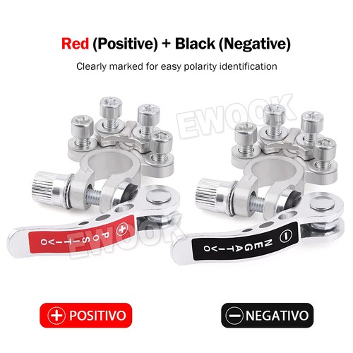 2x 12V 4-Way Battery Terminal Connectors Clamp Car Marine Caravan Quick Release - Picture 2 of 12