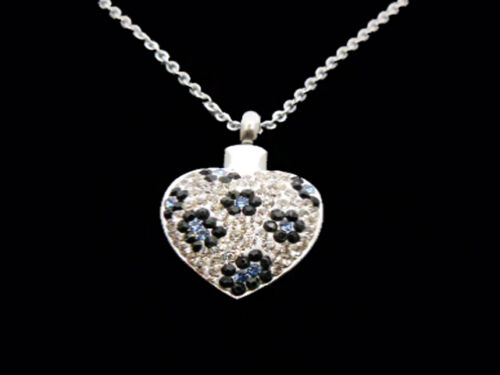 Sparkly Heart Cremation Urn Pendant Necklace Keepsake Jewelry Ash Holder +Funnel - Picture 1 of 6