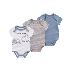 3PCS Fashion Summer Short Sleeve Cartoon Baby Boy Girl Bodysuit Cotton Newborn