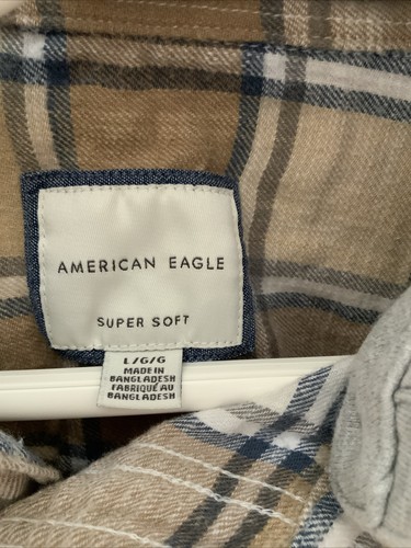Vintage American Eagle Brown Plaid Flannel Shirt W/ Removable Hood Men ...