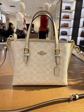 Coach Mollie Tote Bag 25 Small Signature Coated Canvas in Gold/Chalk CV965 NEW