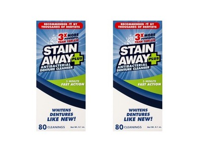 Stain Away Plus Antibacterial Denture Cleanser, 3X More Powerful Than Tablets...