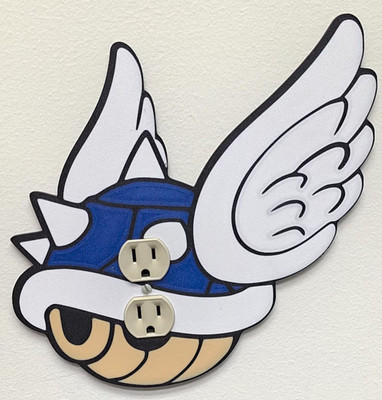 Mario Kart Spiney Blue Shell Outlet Cover | 3D Additive Manufactured Video Game