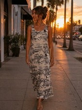 Vintage Giovanni Valentino Italy Stretch Knit Maxi Dress 90s Y2K S-L