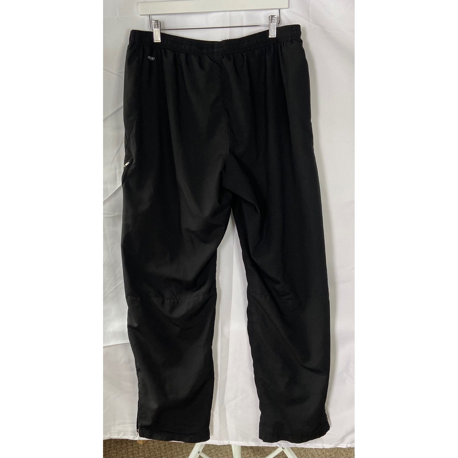 Reebok Mens XL Black Mesh Lined Track Pants Athletic Warm Up Ankle Zip XL thumbnail 2