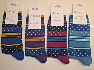 THOUGHT (BRAINTREE) THOUGHT BAMBOO MENS' SOCKS - SPM388 SPOTS & STRIPES - BNWT
