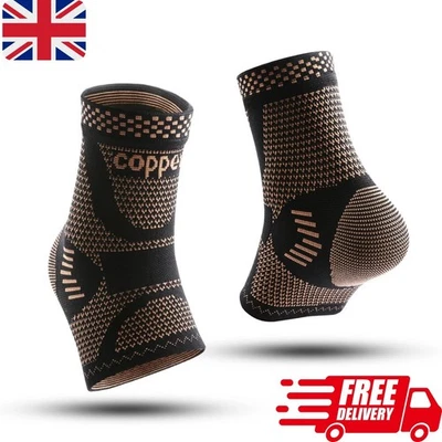 Copper Ankle Support Compression Strap Achilles Tendon Brace Sprain Sports