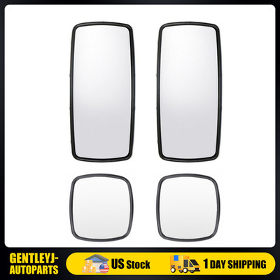 Chrome Heated Main & Wide Angle Mirrors For Freightliner M2 Columbia 03-16 4PCS