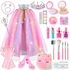 Fuzmo Kids Makeup Kit for Girls 3-6 Years Old, Princess Dress Up Toy, Non-Tox...
