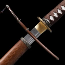 Japanese Gunto Military Katana Damascus Steel Rosewood Samurai Sword Sharp