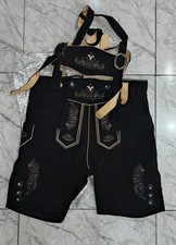 Men's Authentic Real Suede Lederhosen Embroidered Suspenders Oktoberfest Costume