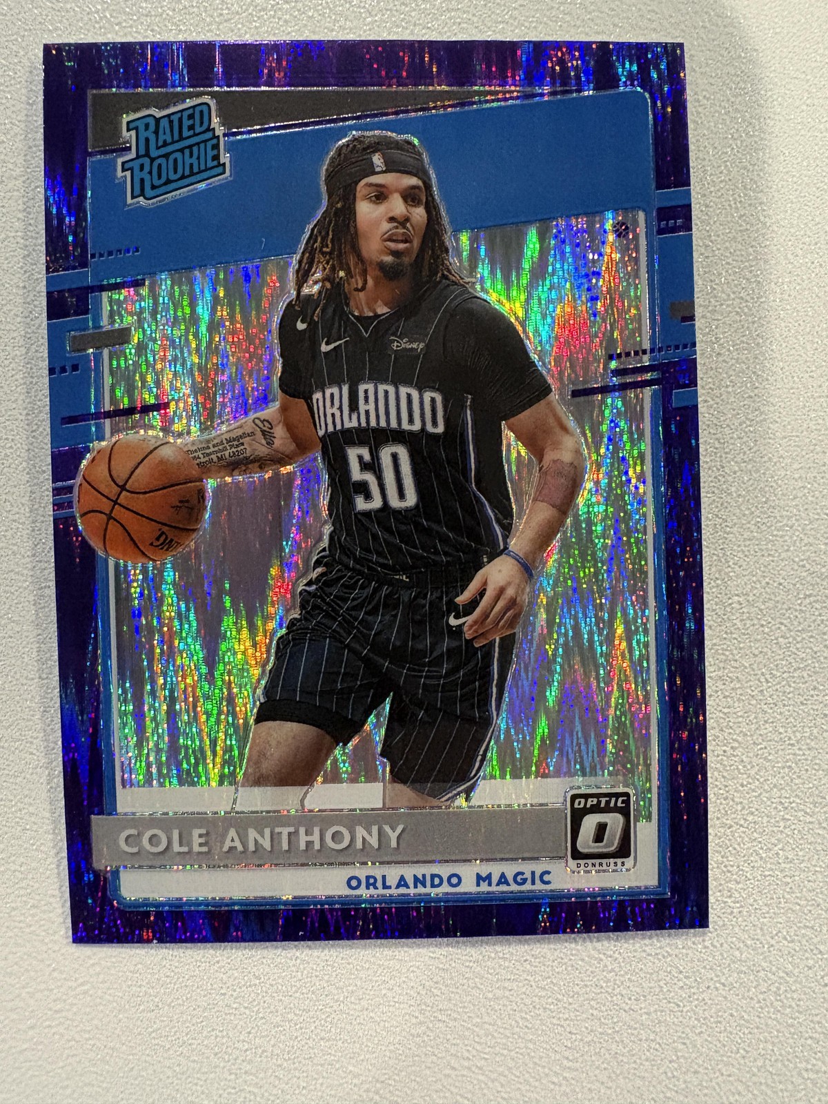 Cole Anthony 2020-21 Donruss Optic #165 Purple Shock TY1