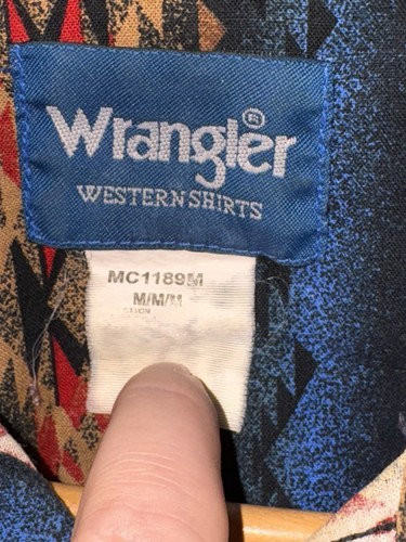 Camicia vintage Wrangler Pearl Snap Aztec Western manica lunga uomo media - Foto 4 di 16