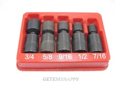 Snap On 38 Drive 5pc Shallow 6pt Sae Impact Swivel Socket Set Nice