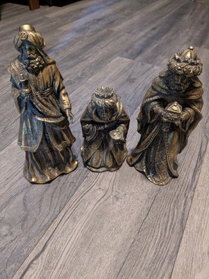 10'' Three Wise Men Magi Nativity Figurines Gold Resin Set of 3 Christmas Kings