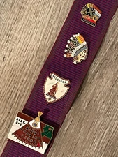 4 COLLECTIBLE OKLAHOMA NATIVE AMERICAN LION'S CLUB PINS-LAPEL-HAT-GUITAR STRAP