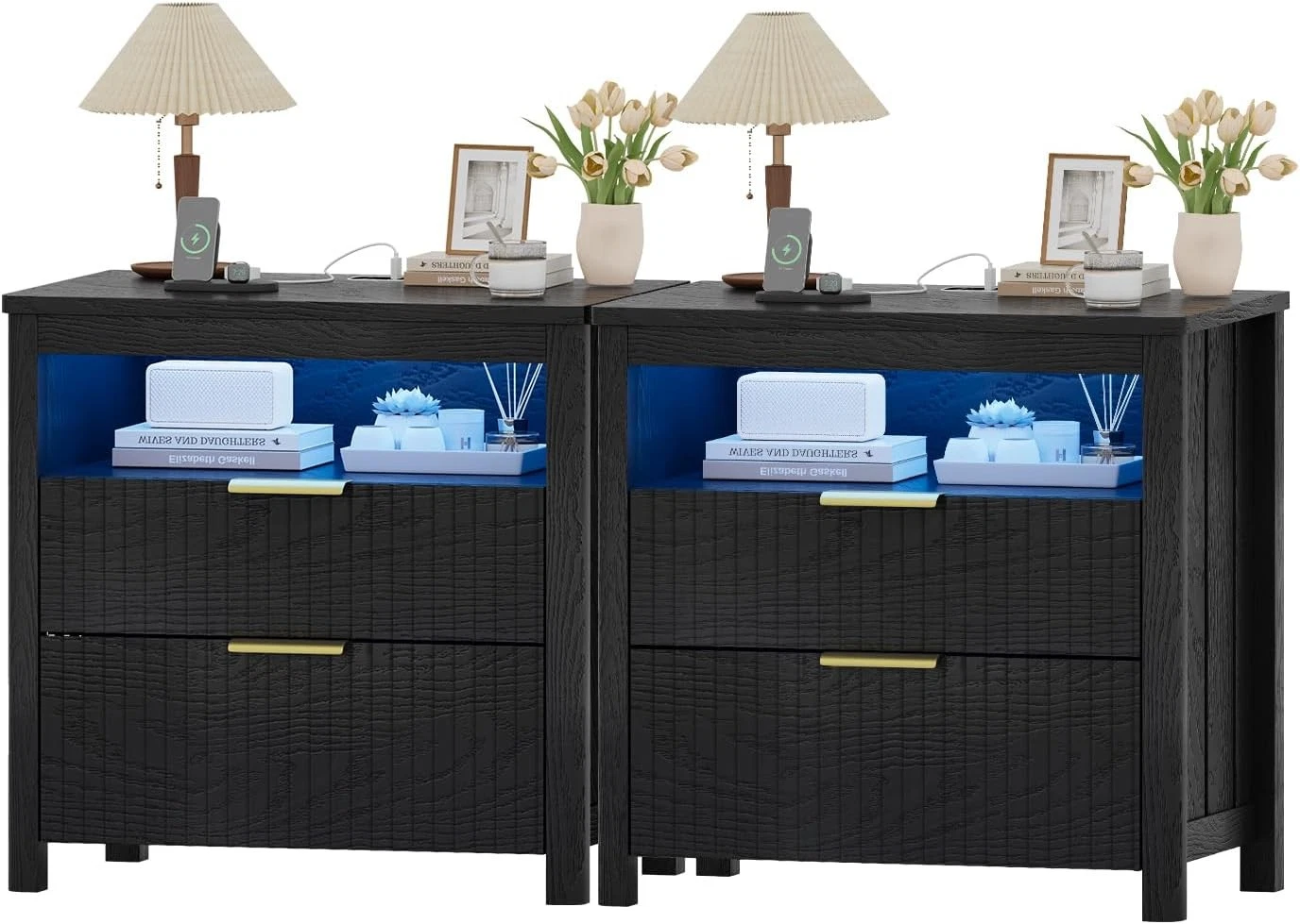 Set of 2 Smart Farmhouse Nightstands with Gun Safe Drawers, 3-Color Auto LED
Opens in a new window o