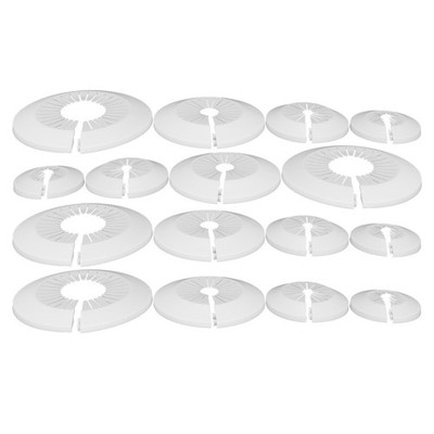 16 Pcs Flange Pipe Cover Plastic White Water Covers Round Collar