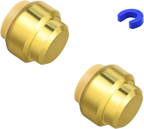 2 Pack Push-To-Connect Plumbing Fittings, 1/2" Pushfit End Cap Fittings with Dis