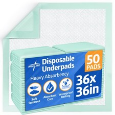 Medline Disposable Adult Bed Pads for Incontinence, XL 36 x 36in, 50 Count