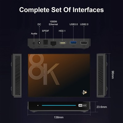 H96 Max M9S Android 14 TV Box RK3576 8G 128G WiFi6 1000M 8K AV1 H.265 HDR TV Bik