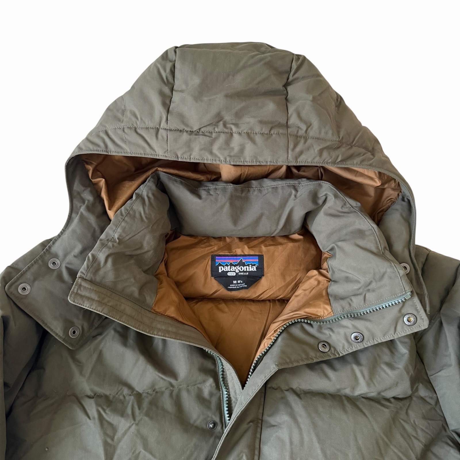 Patagonia Downdrift Jacket Mens Medium Down Puffer NetPlus Green Zip Up thumbnail 2