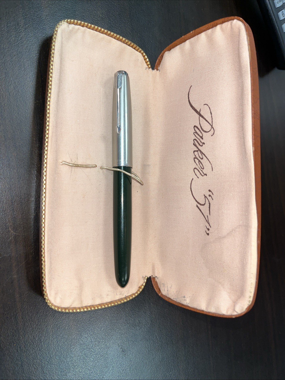 Parker 51 fountain pen forest green & silver, 5 1/16