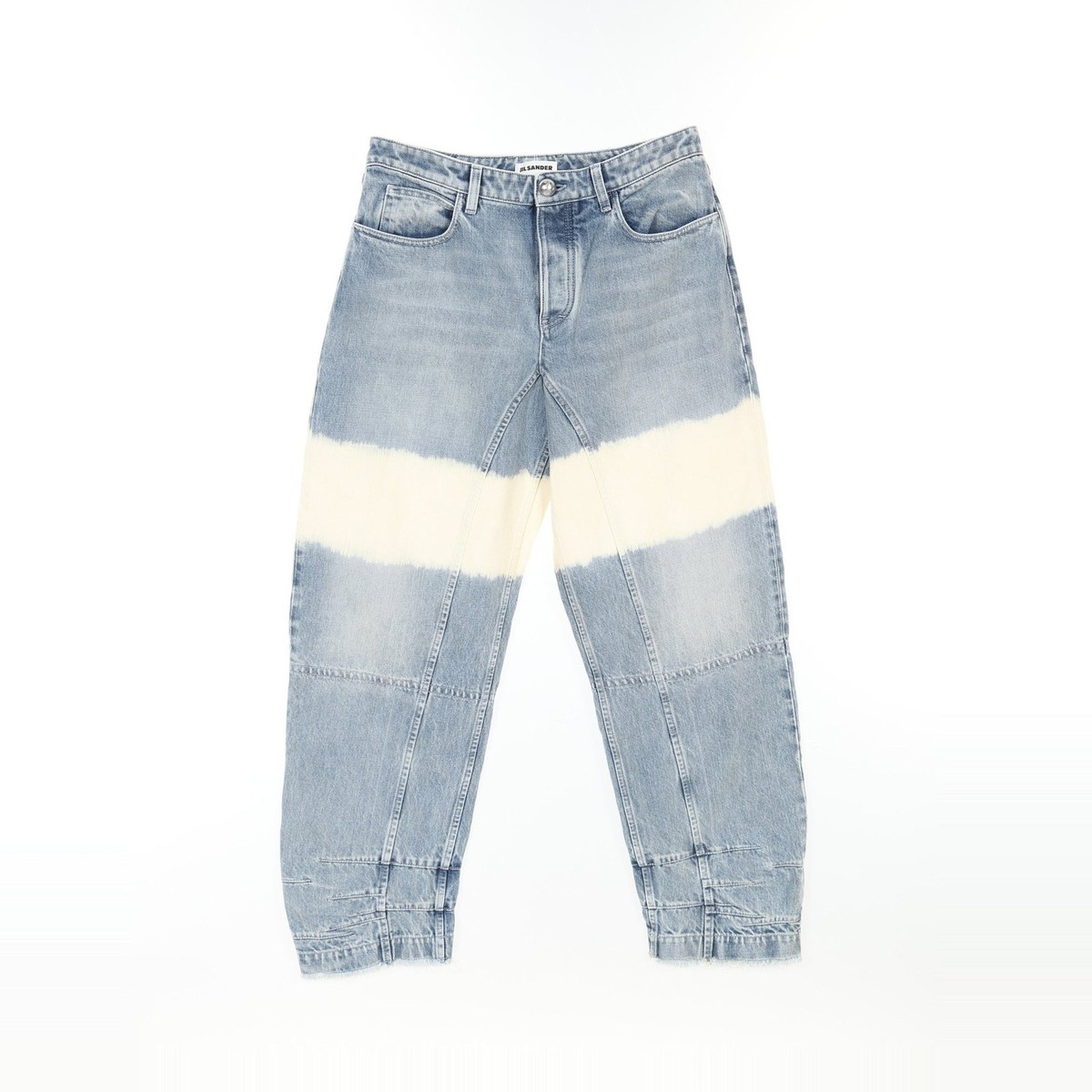 デニム・ジーパン Jil Sander White Cotton Jeans Pants】JIL SANDER Wide Denim Pants Cotton Light Blue White