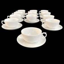 VTG Fürstenberg Porcelain White MCM Teacup Saucer Set West Germany EUC (One Set)