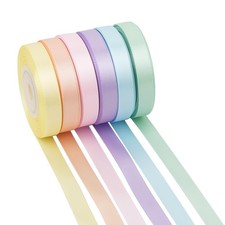Double Face Satin Ribbon For Crafts, 3/8 Inch Thin, 6 Rolls 60 Yards, Pastel