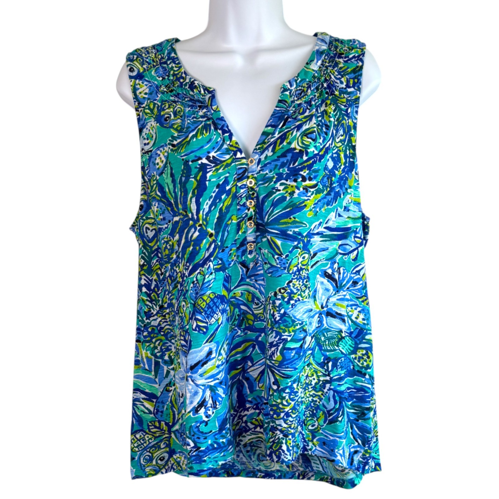Lilly Pulitzer Womens Essie Tank Top Sneak a Break Size XL Resort Coastal Cruise