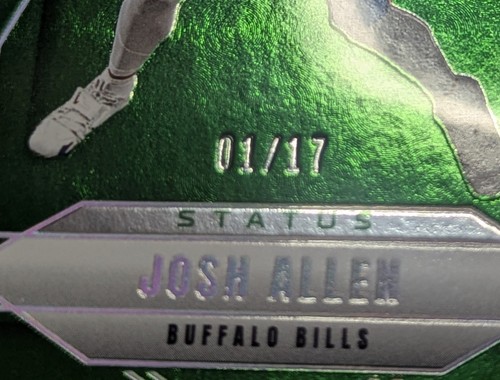 2025 Donruss Elite, Josh Allen, # 33, GREEN SP, Buffalo Bills, #1/17, Book End ! - Picture 2 of 3