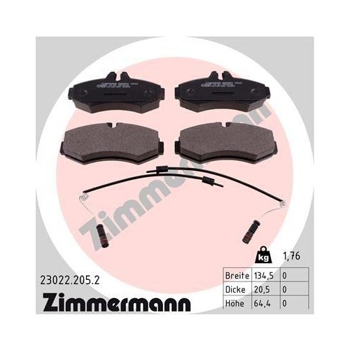 Plaquettes de frein Zimmermann 23022.205.2 en céramique haut de gamme pour disques